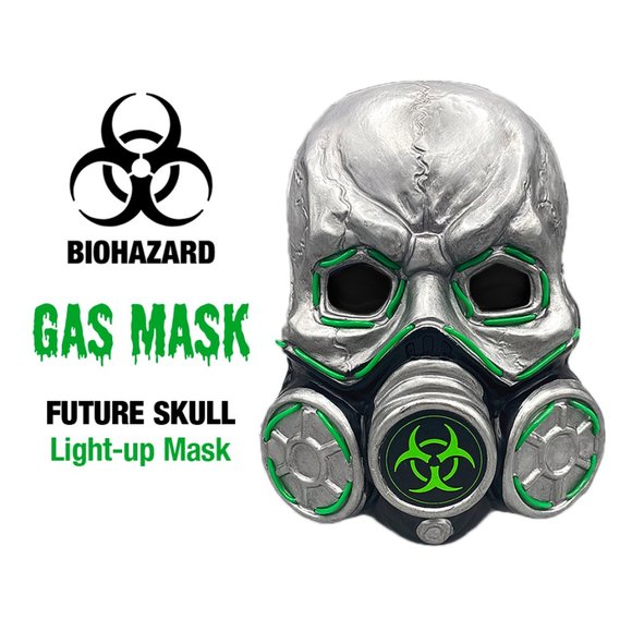 Gas Mask Dark Side "Future Skull" – Light-Up Neon Green - Picture 1 of 6